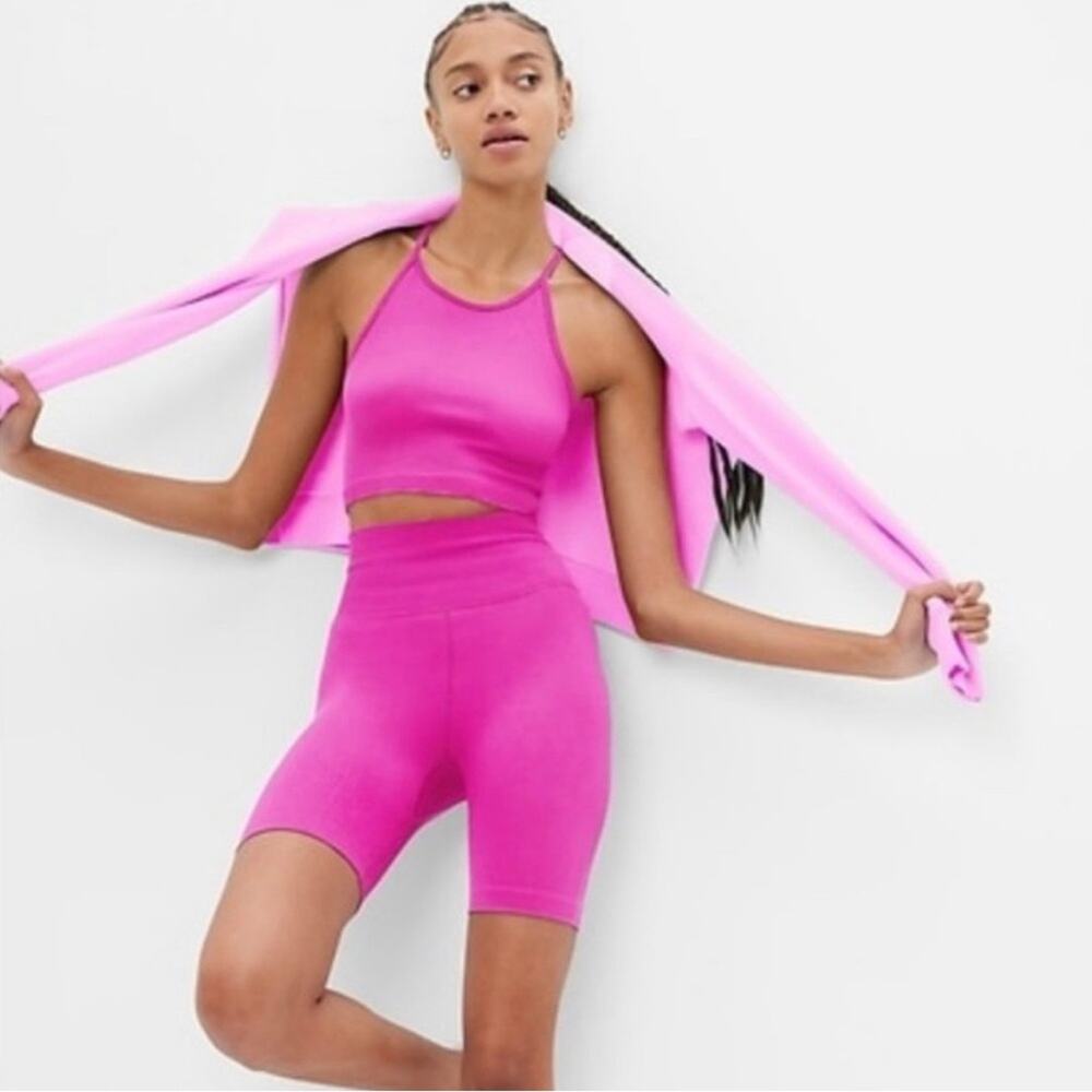 Gap Fit seamless ribbed bike shorts hot neon phoebe pink